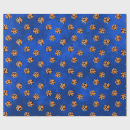 Blauer Velvet Cartoon Tiger Pfote Geschenkpapier (Flach)