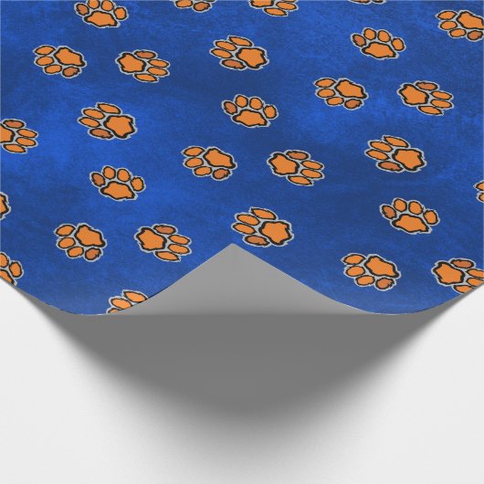Blauer Velvet Cartoon Tiger Pfote Geschenkpapier (Ecke)