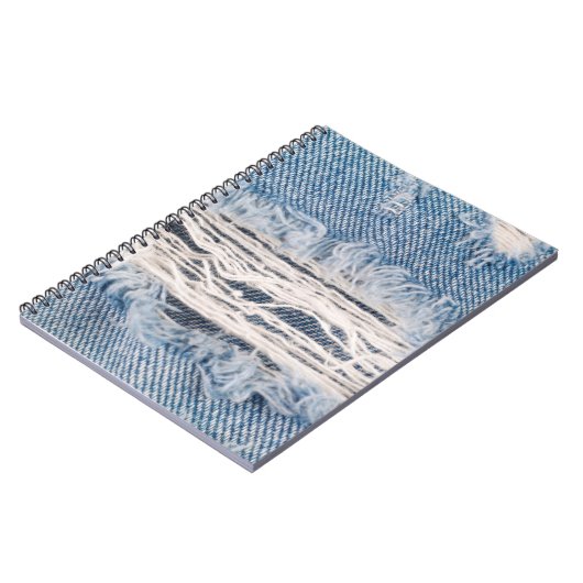 Blauer verblasste Jeans, Texturen gerissene Jeans Notizblock (Linke Seite)