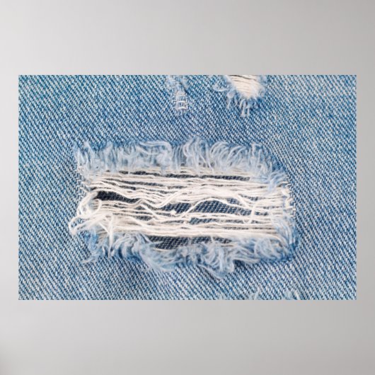 Blauer verblasste Jeans, Texturen gerissene Jeans Poster (Vorne)