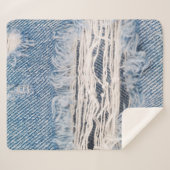 Blauer verblasste Jeans, Texturen gerissene Jeans  Sherpadecke (Vorderseite (Horizontal))