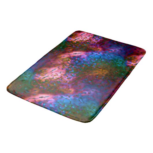 Blauer, verchromte Schuppen auf Lachs Badematte (Schrägansicht)