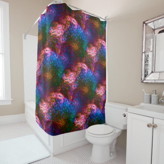 Blauer, verchromte Schuppen auf Lachs Duschvorhang (Beispiel)