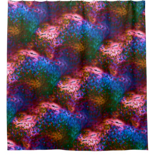 Blauer, verchromte Schuppen auf Lachs Duschvorhang (Vorderseite)