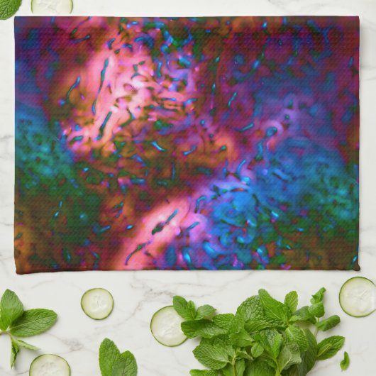 Blauer, verchromte Schuppen auf Lachs Geschirrtuch (Gefaltet)