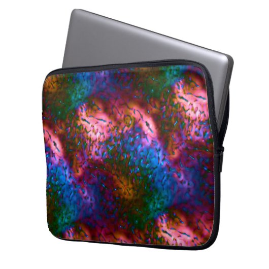 Blauer, verchromte Schuppen auf Lachs Laptopschutzhülle (Vorderseite Links)