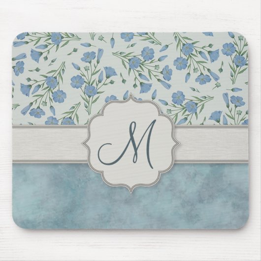 Blauer Vergiss-Me-Not-Bläschen und Marmor mit Mono Mousepad (Vorne)