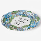 Blauer Vergiss mich nicht Blume Beerdigung Pappteller (Schrägansicht)