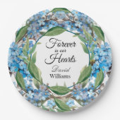 Blauer Vergiss mich nicht Blume Beerdigung Pappteller (Vorderseite)