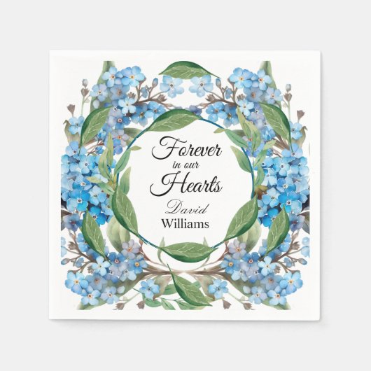 Blauer Vergiss mich nicht Blume Beerdigung Serviette (Vorderseite)