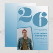 Blauer Verlauf 26. Geburtstagseinladungen Boy Foto Einladung (Vorne/Hinten)