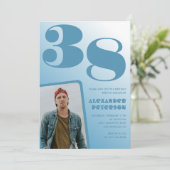 Blauer Verlauf 38. Geburtstag Einladungen Männer F (Stehend Vorderseite)