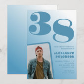 Blauer Verlauf 38. Geburtstag Einladungen Männer F (Vorne/Hinten)