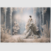 Blauer verzauberter Papierwald Elegantes Frauenpor Seidenpapier (Vorderseite)