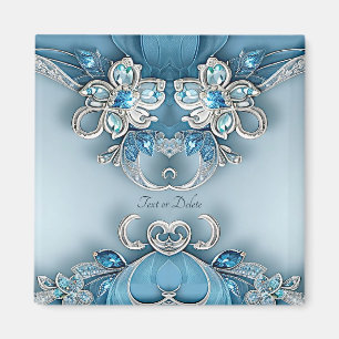 Blauer Verzierte Blumenmagnet Magnet