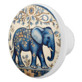 Blauer Verzierte Elefant Antikes Blumenmuster Keramikknauf (Rechts)