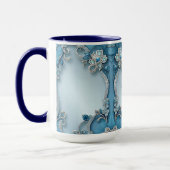 Blauer Verzierter Blumenstrauß Tasse (Links)