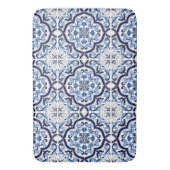 Blauer Verzierter Blütenschwarm Sizilianischer Ti Badematte (Vorderseite Vertikal)