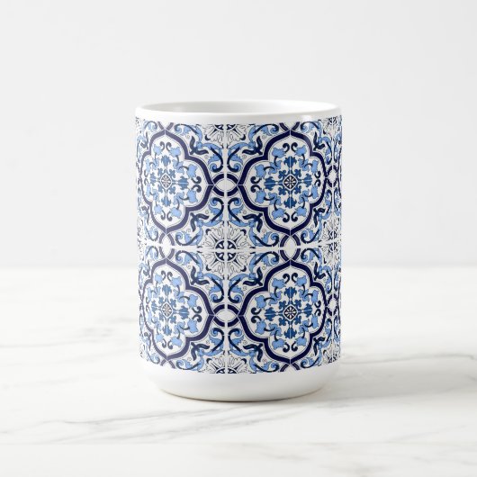  Blauer Verzierter Blütenschwarm Sizilianischer Ti Kaffeetasse (Mittel)