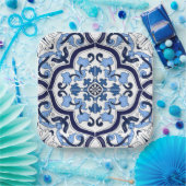 Blauer Verzierter Blütenschwarm Sizilianischer Ti Pappteller (Party)