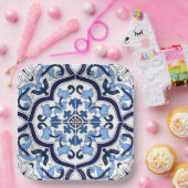 Blauer Verzierter Blütenschwarm Sizilianischer Ti Pappteller (Party)