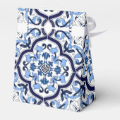 Blauer Verzierter Blütenschwarm Sizilianischer Til Geschenkschachtel (Rückseite)