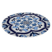 Blauer Verzierter Blütenschwarm Sizilianischer Til Schneidebrett (Ecke)