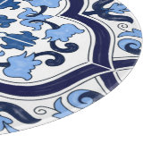 Blauer Verzierter Blütenschwarm Sizilianischer Til Schneidebrett (Ecke)