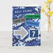 Blauer Videospieler 7. Geburtstag Karte (Gelbe Blume)
