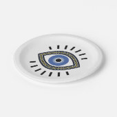 Blauer viel Glück-Schutzperle Talisman Pappteller (Schrägansicht)