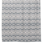 Blauer Viktorianischer Damast Muster Duschvorhang (Vorderseite)