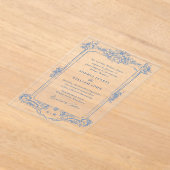 Blauer Viktorianischer Verzierter Grace Blumenrahm Acryleinladungen (Ablage )