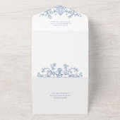 Blauer Viktorianischer Verzierter Grace Blumenrahm All In One Einladung (Außenbereich)