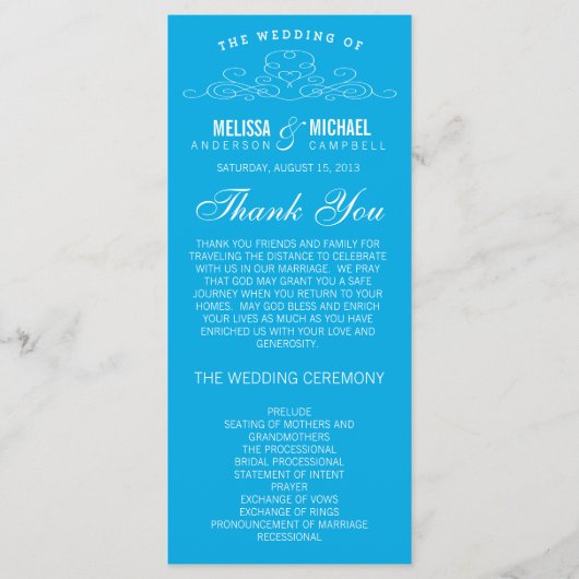 BLAUER VINTAG ELEGANT | WEDDING-PROGRAMM PROGRAMM (Vorderseite)