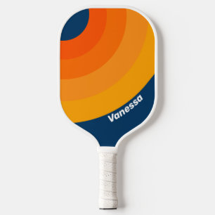 Blauer Vintage-Kreisstreifen mit Namen Pickleball Schläger