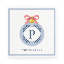 Blauer Vintage-Monogramm-Weihnachtsschmuck  