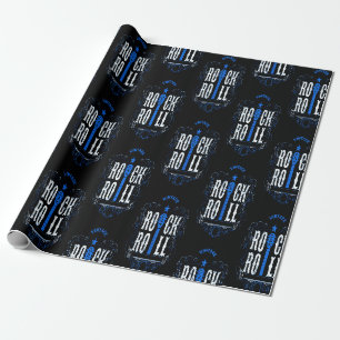Blauer Vintage Rock And Roll Geschenkpapier