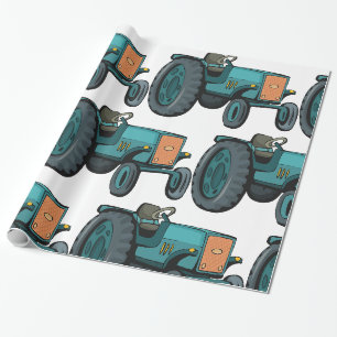 Blauer Vintage-Traktor Farm Life Geschenkpapier