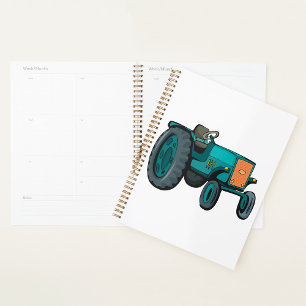 Blauer Vintage-Traktor Farm Life Planer