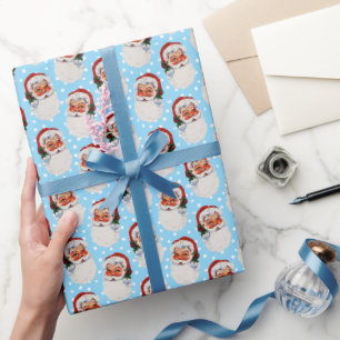 Blauer Vintage-Victorian-Weihnachts-Santa-Claus Geschenkpapier