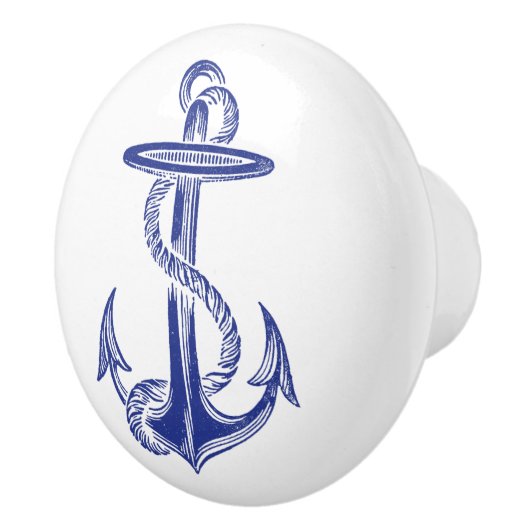 Blauer Vintager Anker-Griff Keramikknauf (Rechts)