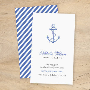 Blauer Vintager Anker Vertikal Visitenkarte