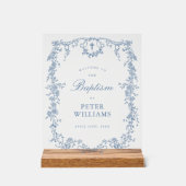 Blauer Vintager Blumenkreuz Begrüßung Acrylschild (Vorderseite)