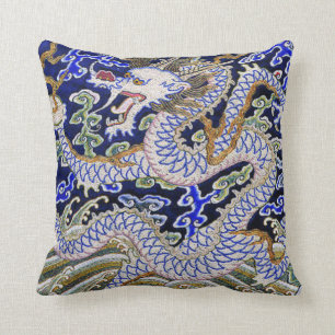 blauer Vintager chinesischer Tätowierung Kissen