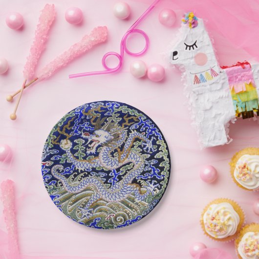 blauer Vintager chinesischer Tätowierung Pappteller (Party)