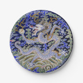 blauer Vintager chinesischer Tätowierung Pappteller (Vorderseite)