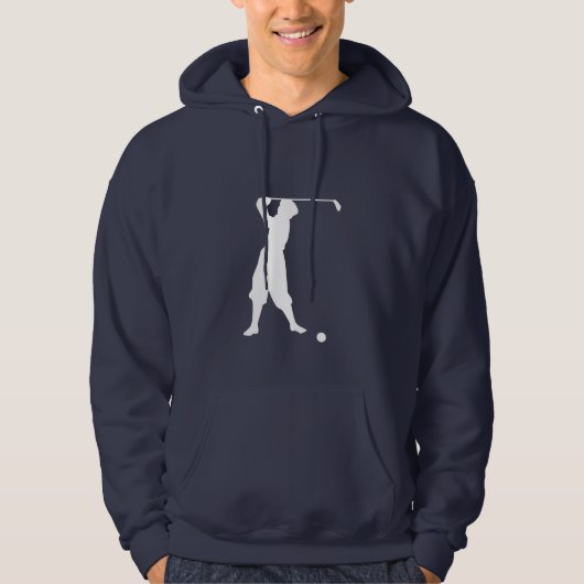 Blauer Vintager Golfspieler Hoodie (Vorderseite)