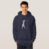 Blauer Vintager Golfspieler Hoodie (Vorne ganz)