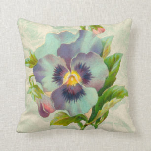Blauer Vintager PansyWatercolor Kissen