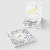 Blauer Vintager Steinuntersetzer (Seitenansicht)